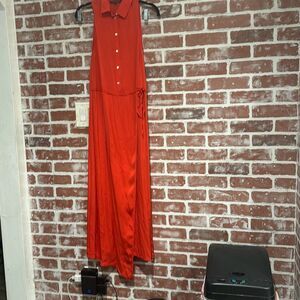 Marissa Webb Maxi Tee Silk Sleeveless Button Front Cinched Waist Dress Size XS